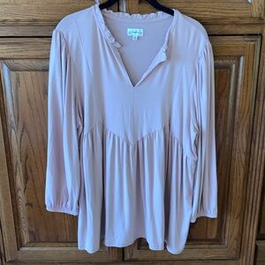 Blush colored peasant style top/shirt/blouse by Wonderly size XL
